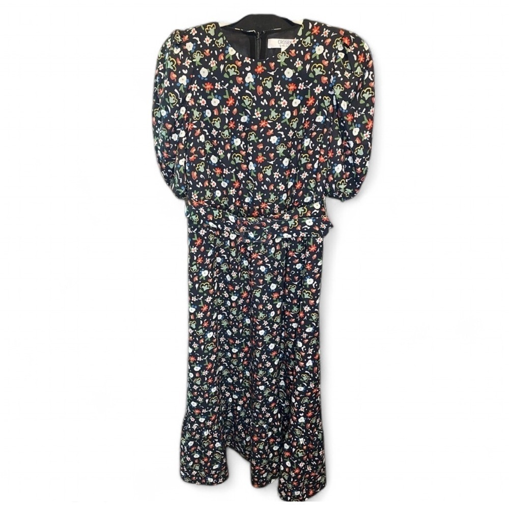 Crosby by Mollie Burch Puff sleeve black floral maxi dress Size XS Retail $298